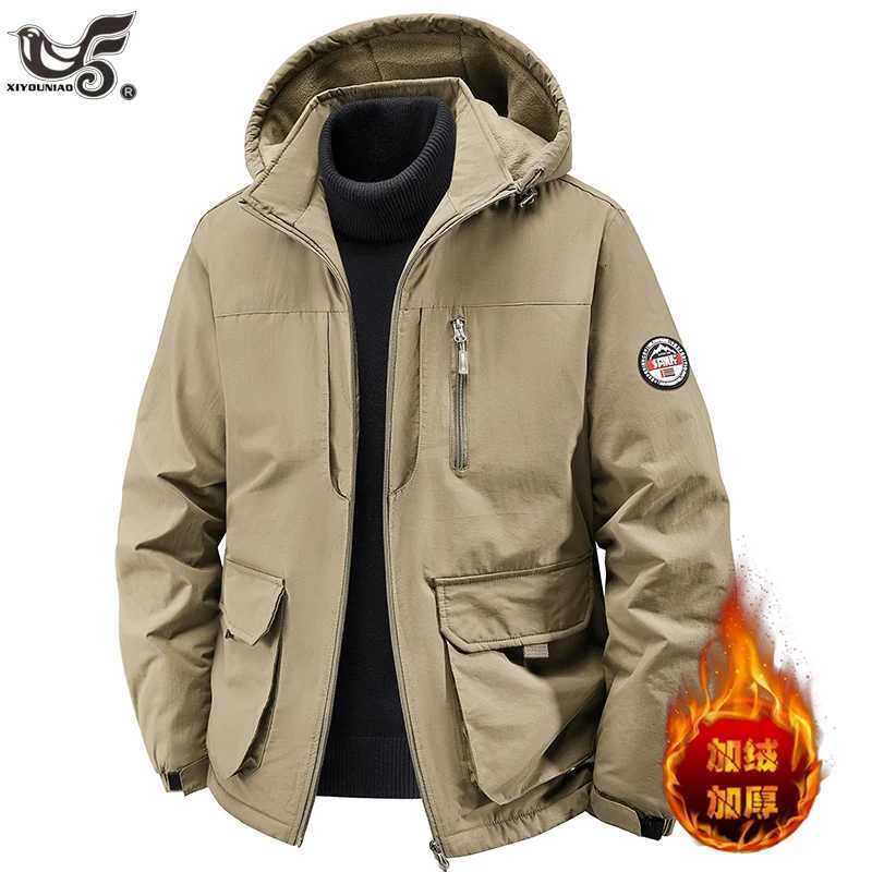 Men's Down Parkas Plus Size 7XL 8XL Men Parkas Thick Warm Hooded Coat Cotton-padded Fleece Jacket Casual Waterproof Jacket Winter Outwear Cloth