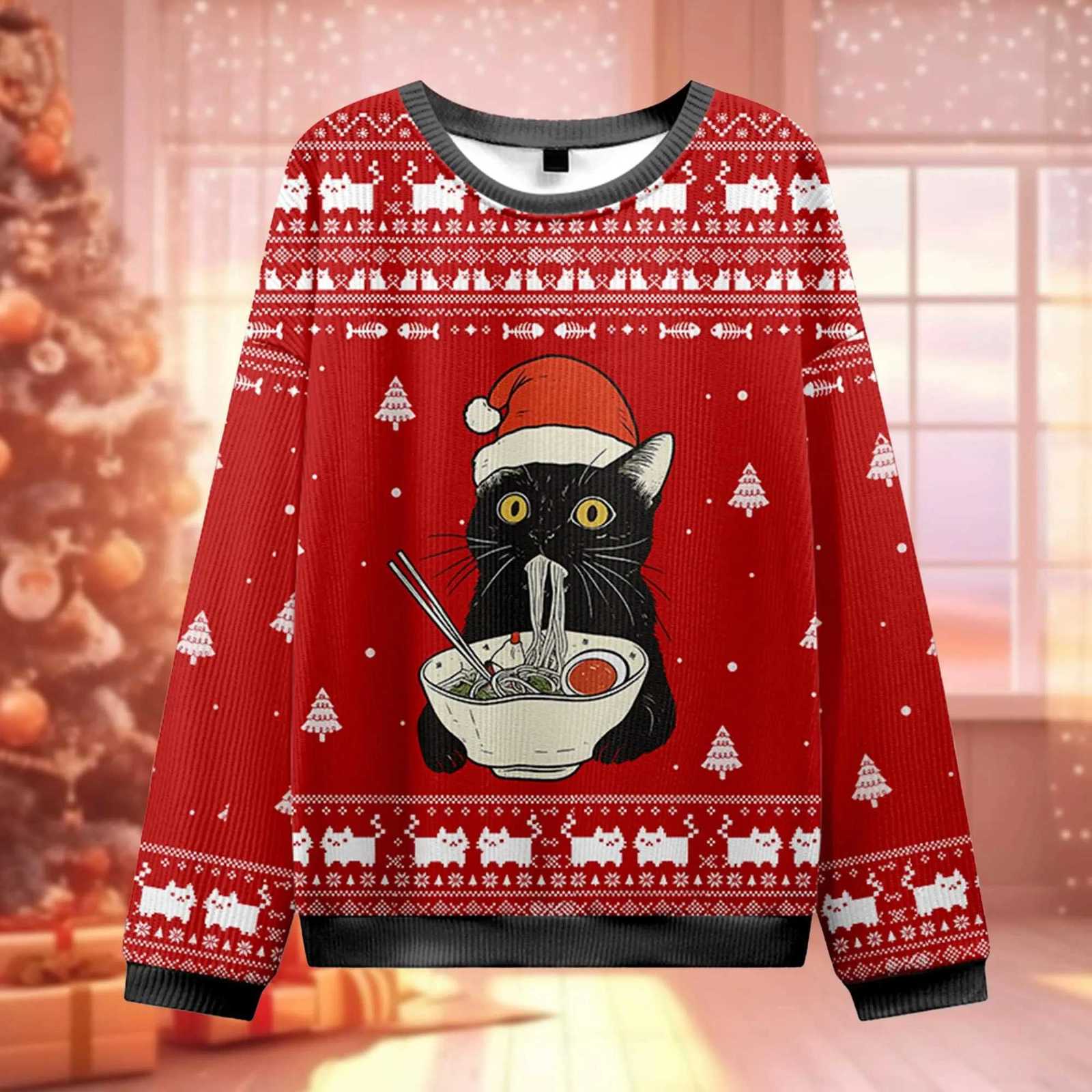 Women's Sweaters Pullovers Tops Funny Animal Cat Graphic Ugly Christmas Sweater Fashion Dinosaur Sweatshirts For Women Sweaters Xmas Gift D2609