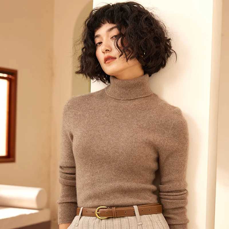 Women's Sweaters Autumn and Winter New Women's Sweater 100% Pure Cashmere High Collar Hoodie Knitted Basic Style Hot Selling Women's