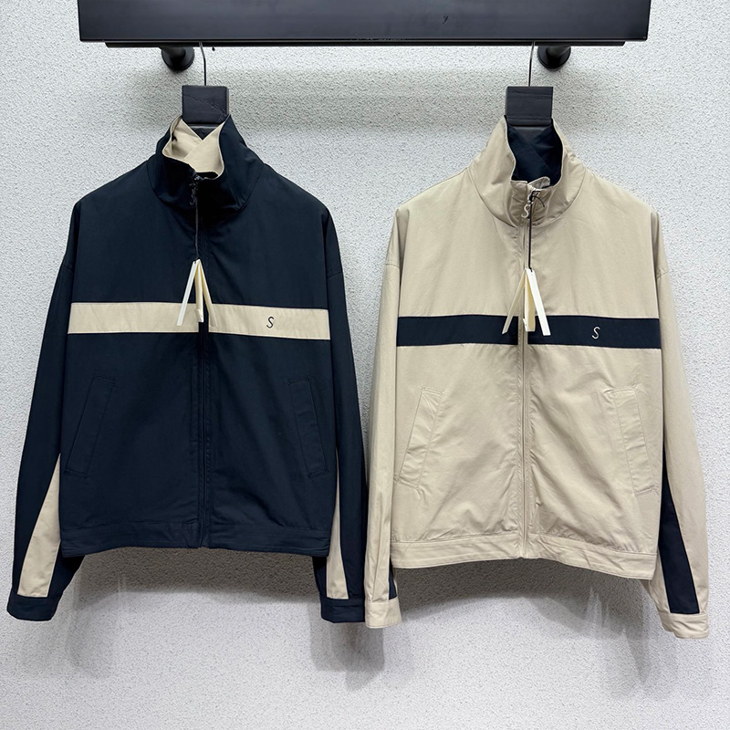 Letter Embroidery Striped Windbreaker Jacket For Women Designer Contrast Color Zipper Up Sporty Outwear Autumn Spring Vintage Daily Commute Loose Fi