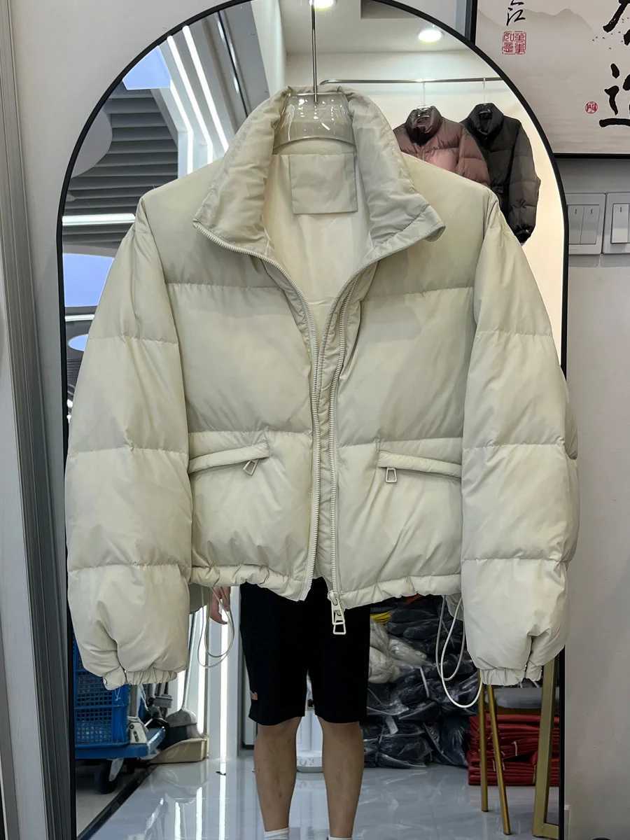 Women 2025 Autumn Winter New White Duck Down Jackets Female Short Thicken Warm Coats Ladies Stand Collar Loose Overcoats B225 M260922