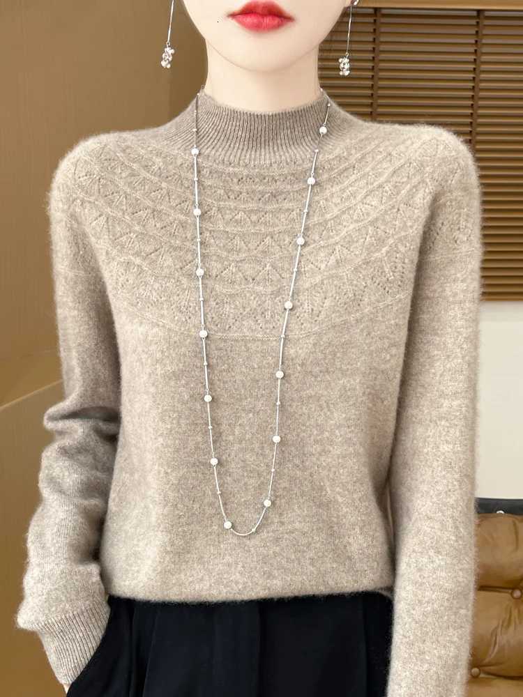 Women's Sweaters Autumn And winter Women's Pullover New Fashion 100% Wool Sweater Warm Top Basic o Collar Long-Sleeved Sweater H260923