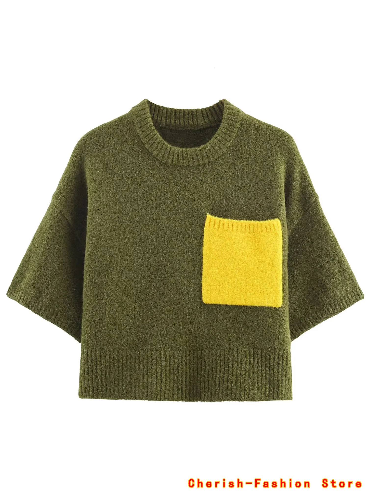 High Quality Aurumn Chic Knitted Pullover Sweater For Women Fashion Casual Short Sleeve Warm Fall Winter Knitwear Tops 260923