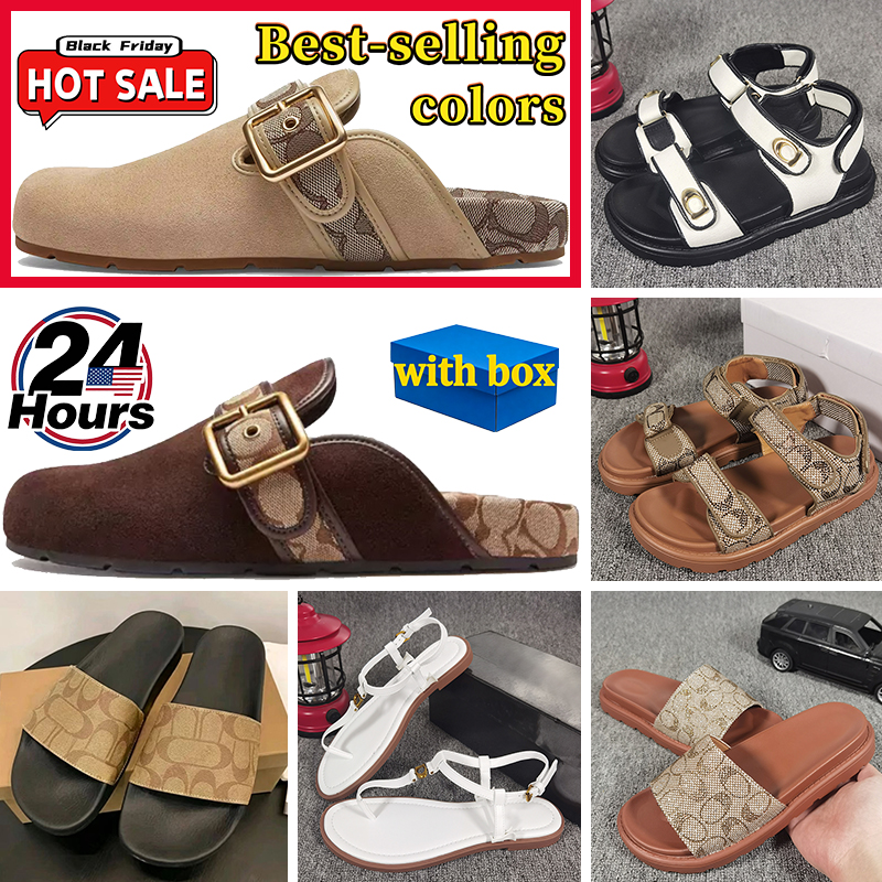 Diapositives de créateurs Sabots décontractés Boucle d'archives Clog Avoine Daim Signature Jacquard Chaussures Femmes Pantoufles Brynn Slide Sand