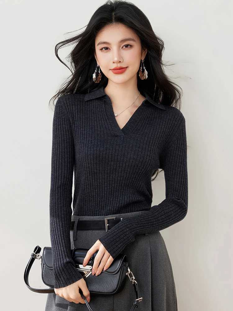 Women's Sweaters Long Sleeve Knit Pullovers For Women Vintage Slim Fit Tops Spring New Fashion Commuting Solid Color Sweaters H260923
