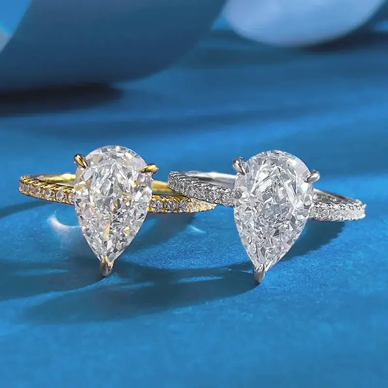 Wedding Ring Water Drop Pear Diamond Designer Ring For Woman S925 Sterling Silver 8A Cubic Zirconia Bridal Engagement Wedding 18K Gold Rings bridal