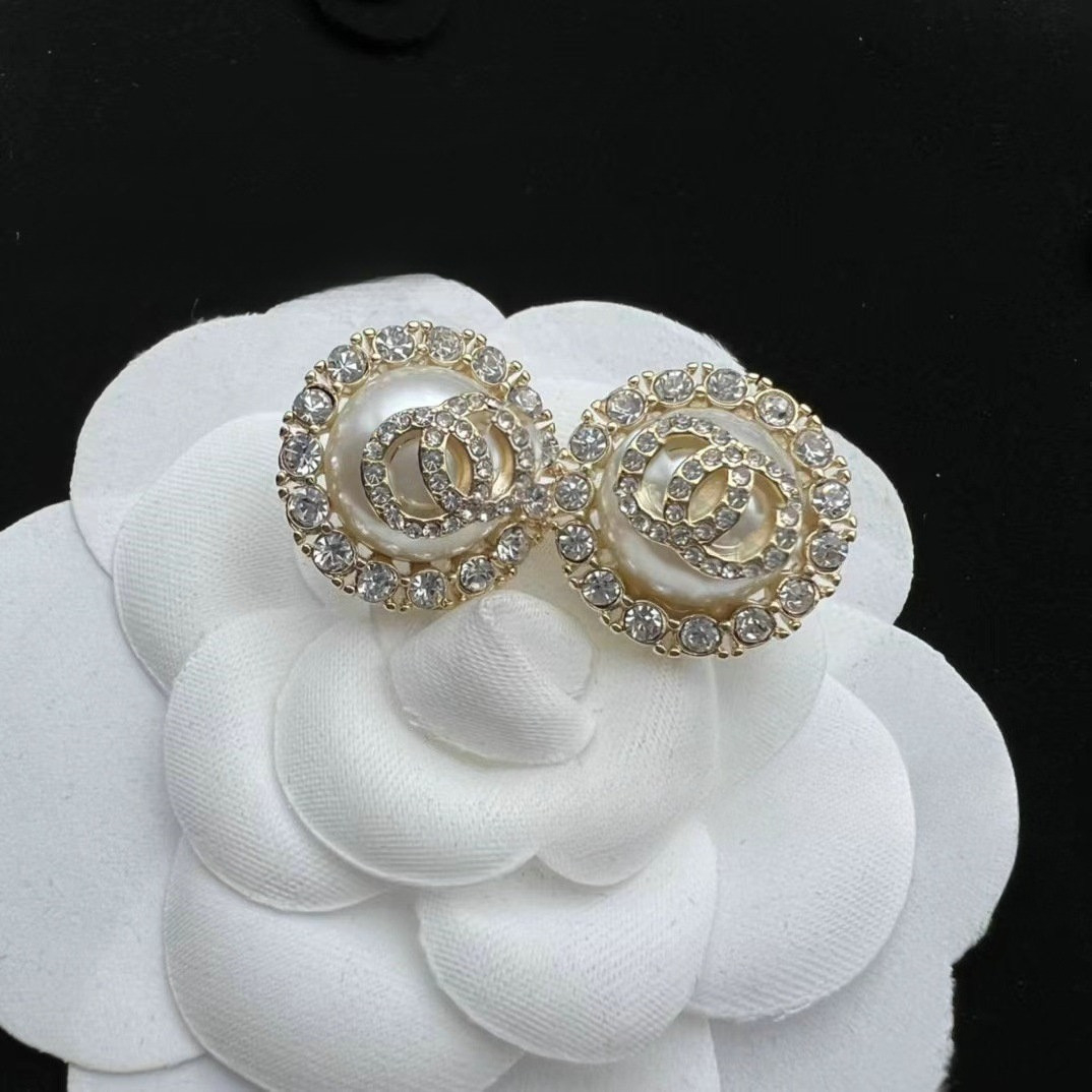 Designers Letters Stud Women Luxury Earring Crystal Rhinestone Pearl 18K Gold Plated Earrings Wedding Party