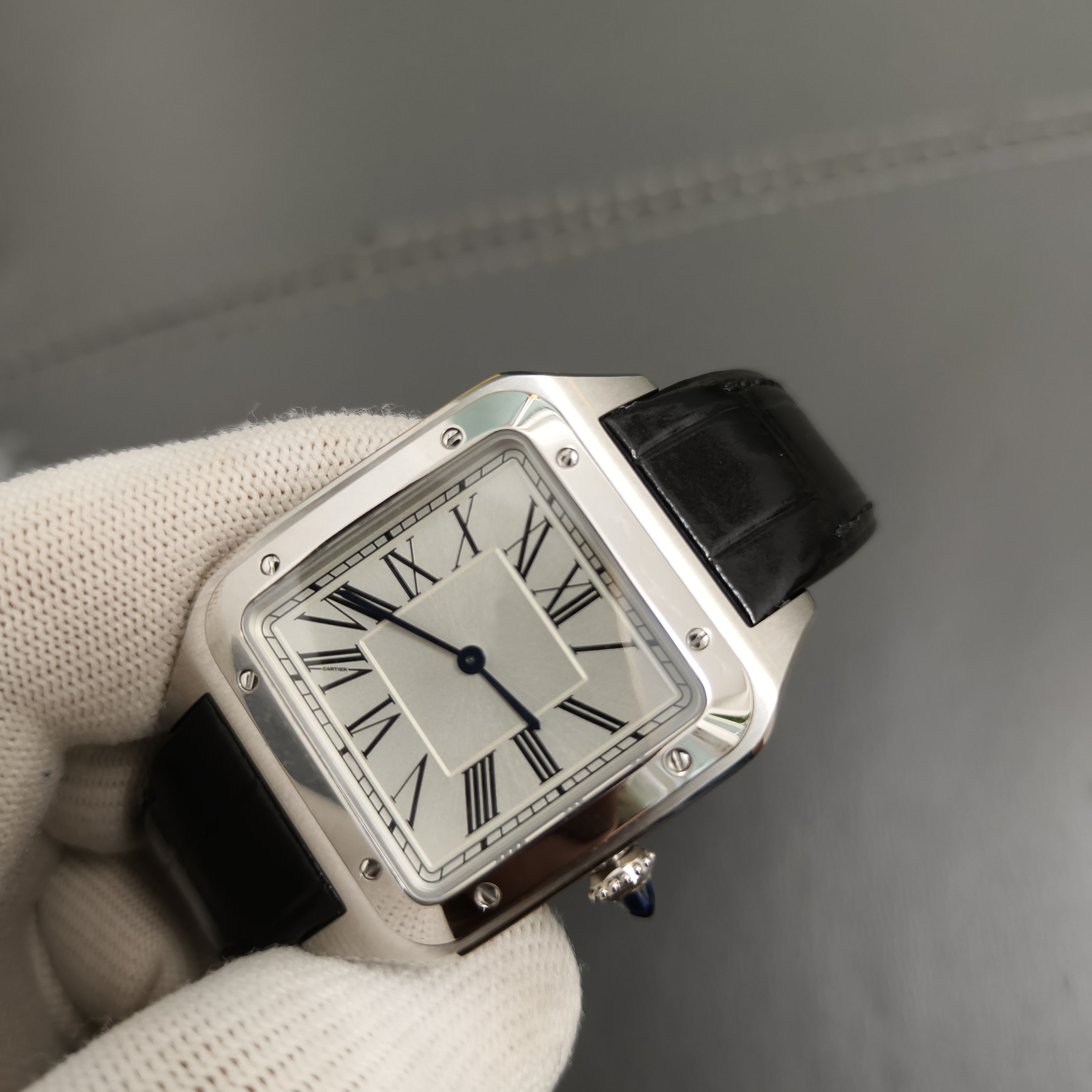 Fabricante AF La última versión Serie Shandon WSSA0085 Reloj Plata Esfera con números romanos Movimiento de cuarzo Vk Pulsera de cuero negro Reloj p