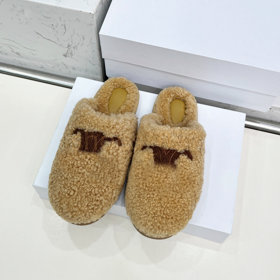 Designer Women Winter Platform Mules Fur Lined Suede Clogs Shearling Fuzzy House Slippers Outdoor Casual Shoes Size 35-41