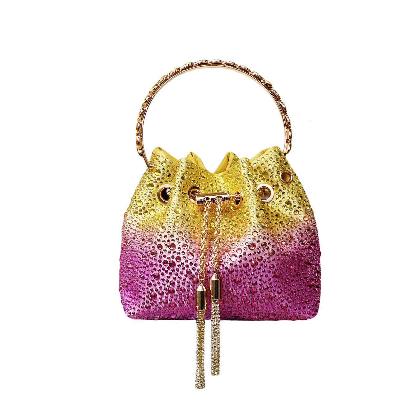 Handle Rhinestones Evening Clutch Bag Purses And Handbag Luxury Designer Shoulder Shiny Crystal Clutch Purse Bucket Bag KABAHEBINGJUE
