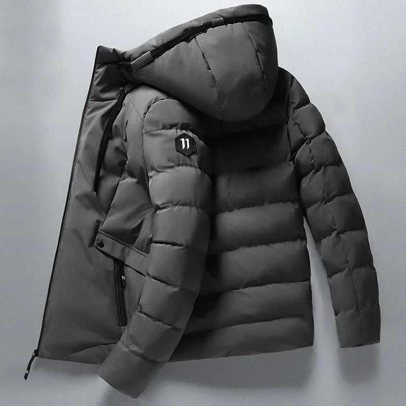 Winter Men's Down Parkas Mens Hooded Jacket Cotton Padded Parka Coat Men's New Fashion Down Cotton Jacket Korean Style Casual Mens Overcoa
