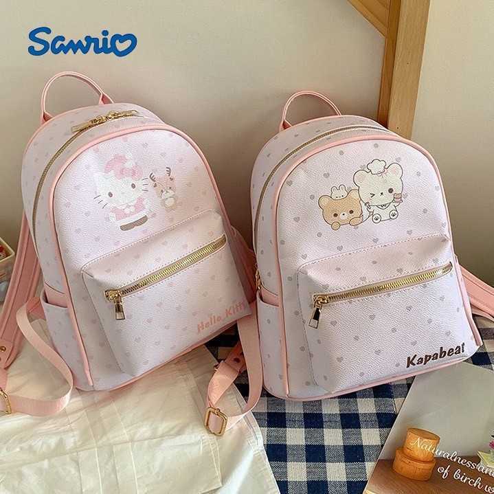 Sanrio Backpacks Korean-style ins cartoon Rilakkuma backpack for women niche design cute cat student schoolbag fashionable and versatile backpack L2