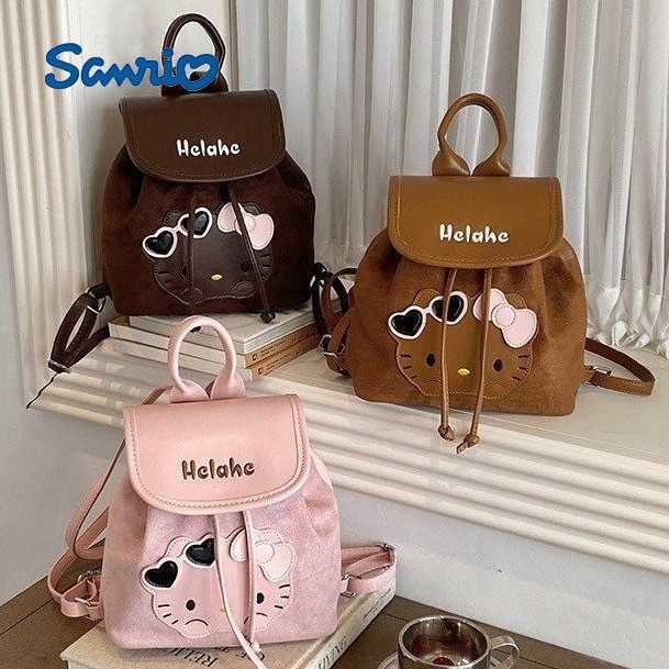 Sanrio Backpacks Korean-style Instagram-inspired cartoon Hello Kitty backpack fashionable and cute suitable for students with a drawstring design L2