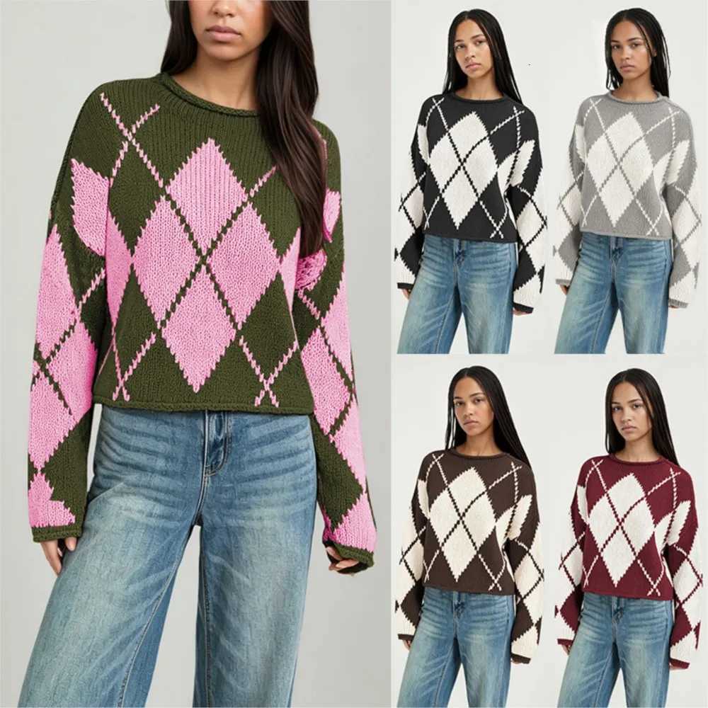 Women's Sweaters MsChuh Casual Women Jumper Comfortable All-match Loose Simple Style Sweater Pulls Femmes Daily Contrast Fashionable Long sleev