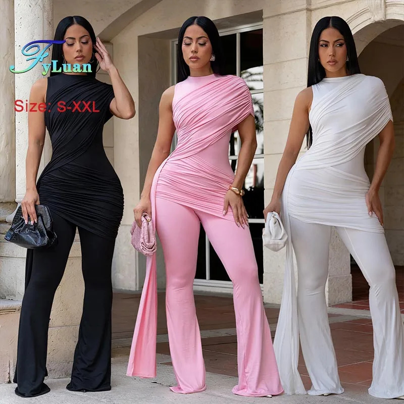 Sexy Slim Fit Jumpsuits Fashion Women Clothing Solid Color Temperament Bodycon Jump Suit With Ribbon Ladies Sleeveless Bodysuit 260922