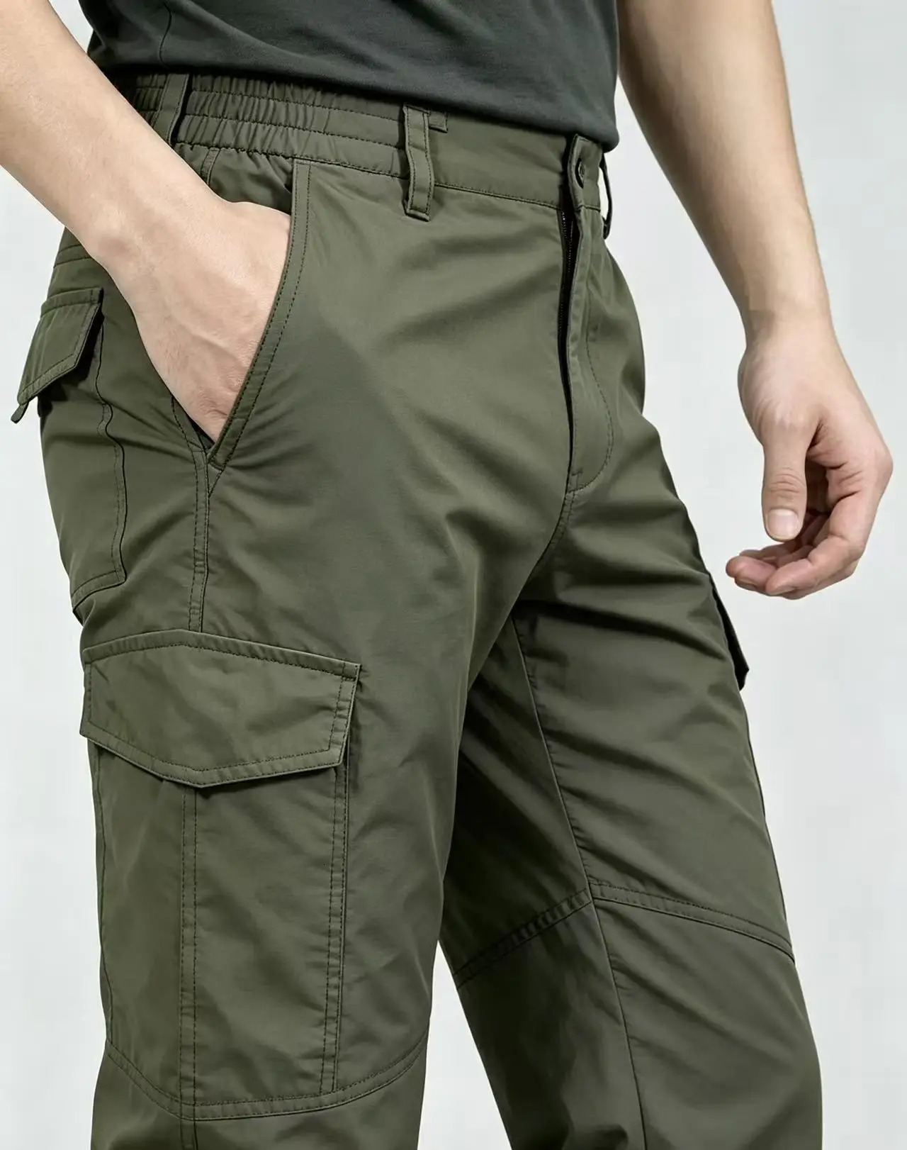 2026 Mens Summer Breathable Cargo Pants Thin Multiple Pockets Commute Office Pant Outdoor Travel Hiking Casual Trousers 260922