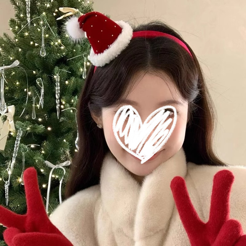 Cute Polka Dot Red Santa Hat for Women, Autumn and Winter High-End Fashion Christmas Atmosphere Headband Hair Clip