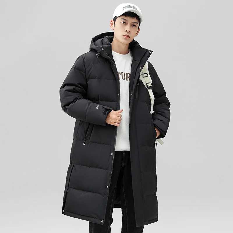 Men's Down Parkas New White Duck Down Jacket Men Winter Mid Long Coat Hooded Thicken Warm Couple Outerwear Mens Puffer Jacket Parka Daily C2609