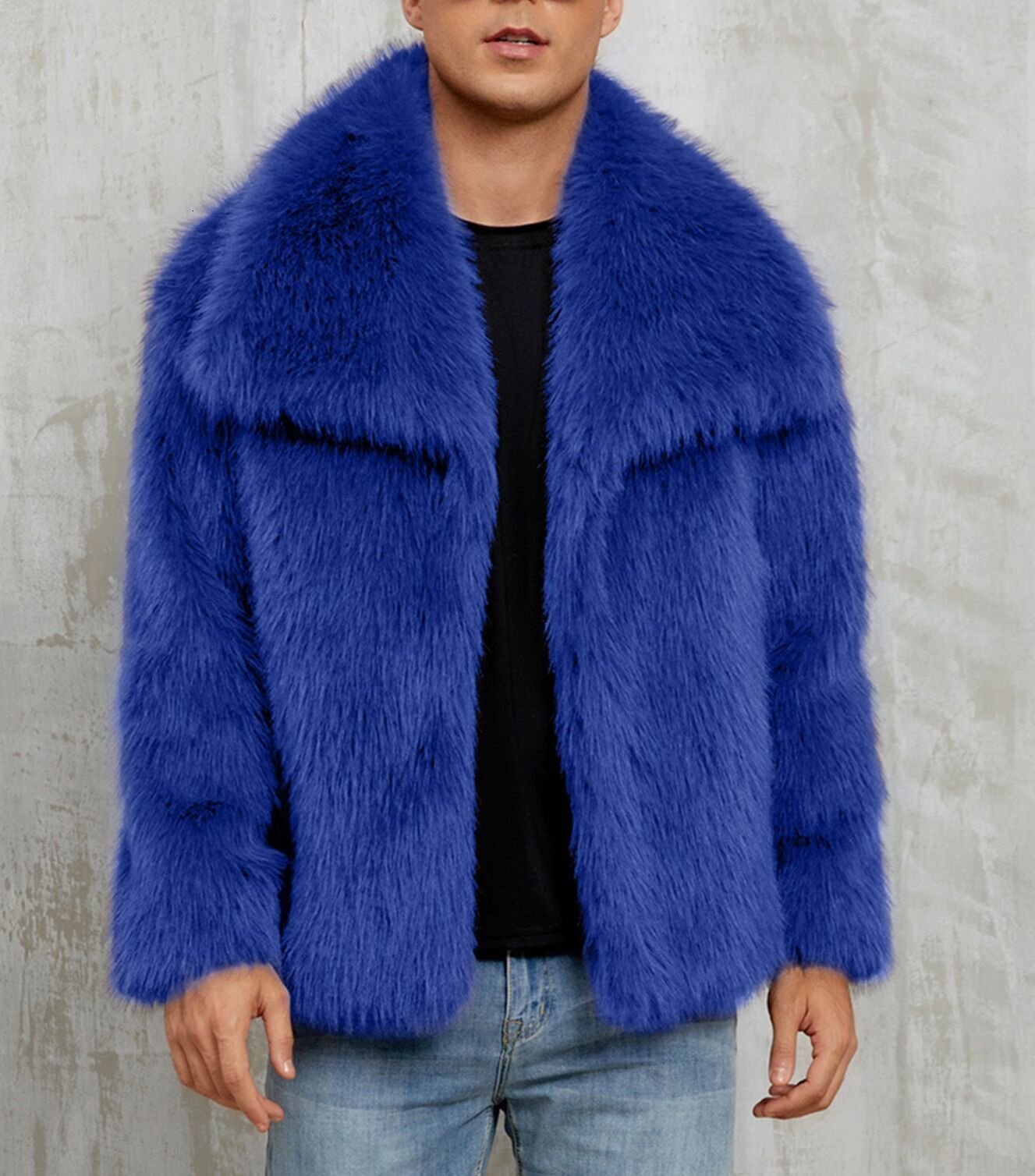 Men 2026 European and American Men's Turn-Down Collar Short Jacket Warm Coat Plush Fox Fur