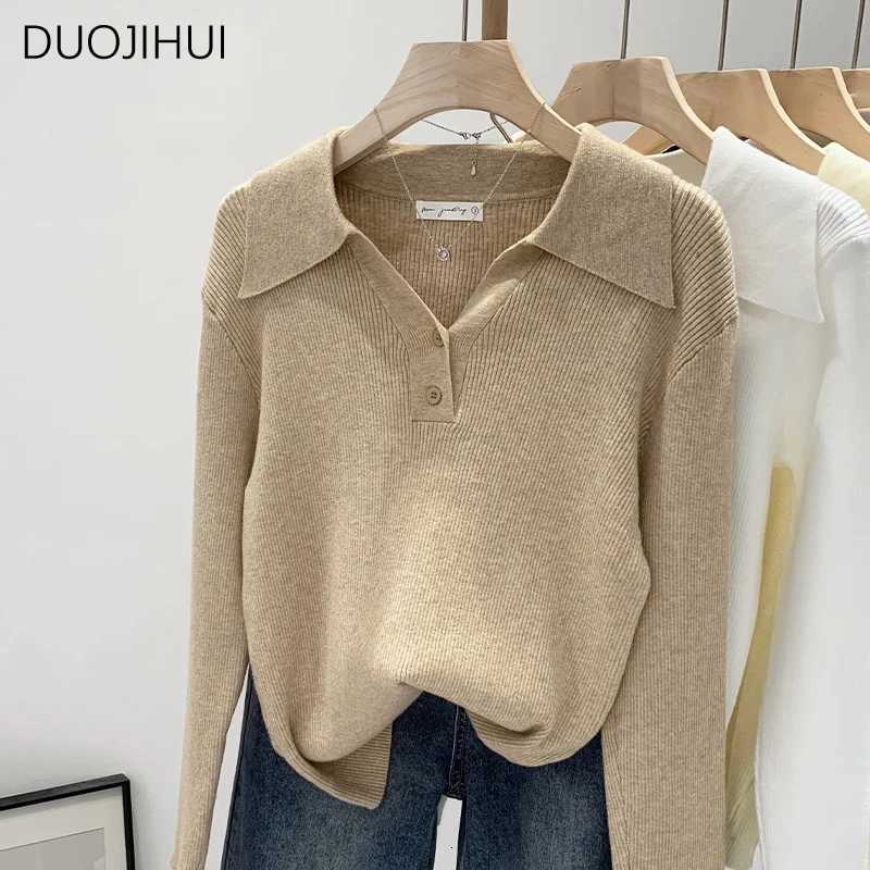 Women's Sweaters DUOJIHUI Basic Long sleeve Chic Neck Women Pullovers Autumn New Knitted Solid Color Fashion Simple Casual Female Pullovers D26