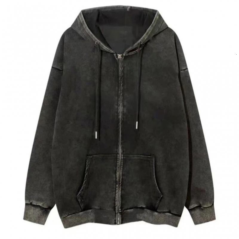 2026 Autumn Winter Y2k Coat Acid Wash Women Fashion Casual Plus Size Hoodies Washed Vintage Streetwear Versatile Loose Outerwear 260923