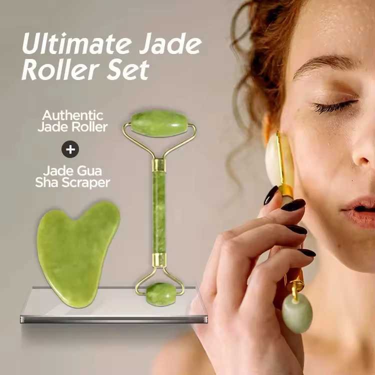 Massager 20pcs Custom Natural Face Crystal Stone Anti Aging Custom Facial Tool Massage Set Xiuyan Jade Roller and Gua Sha for Face N260921