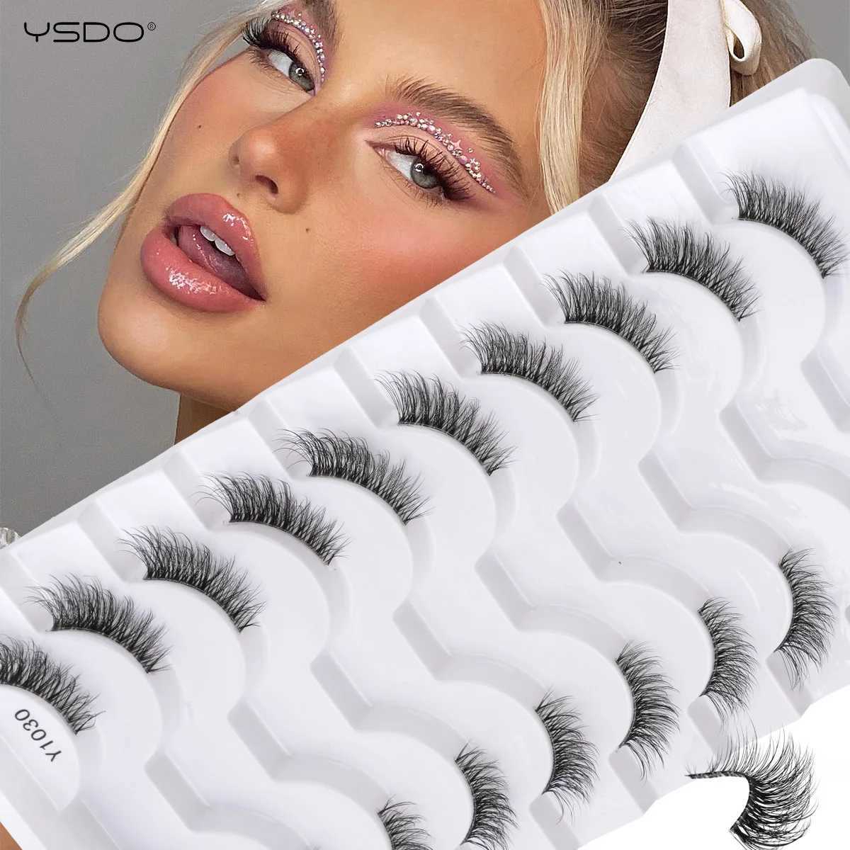 False Eyelashes YSDO 5/10 Pairs Half Lashes Cat Eyelashes Soft Natural Clear Band False Lashes Natural Wispy Faux 3d Mink Eyelashes Makeup Tools X26