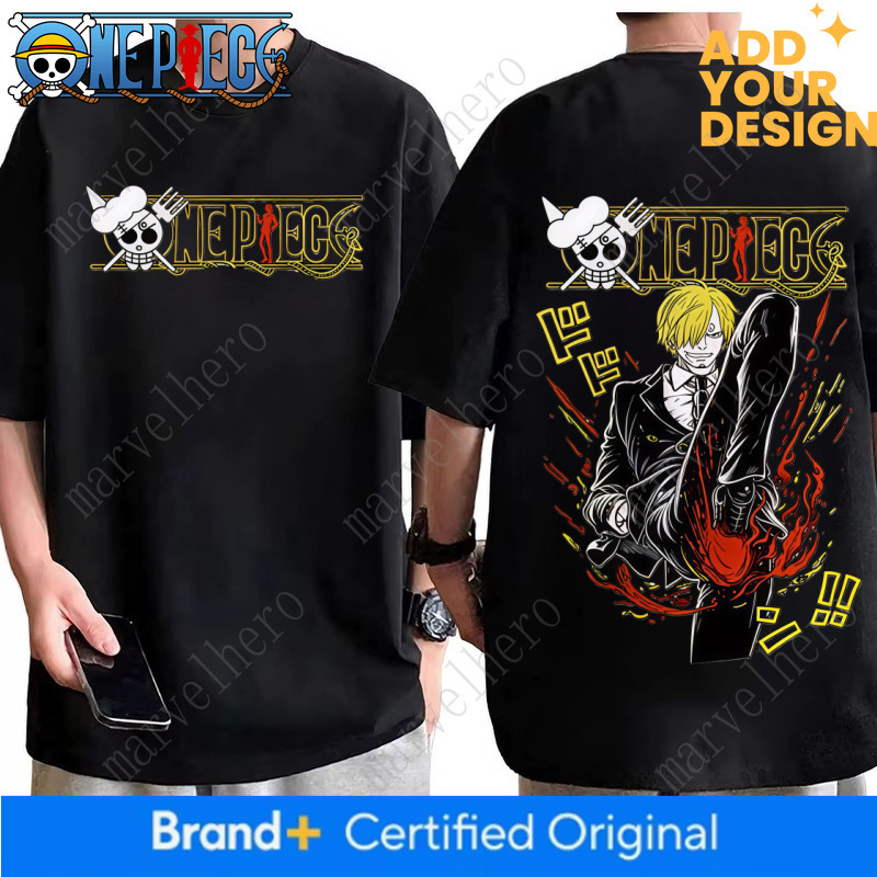 2026 New One Piece Sanji Kick Printed Short Sleeve and Women's Men's Top Sports T-shirt Harajuku Y2k Tee