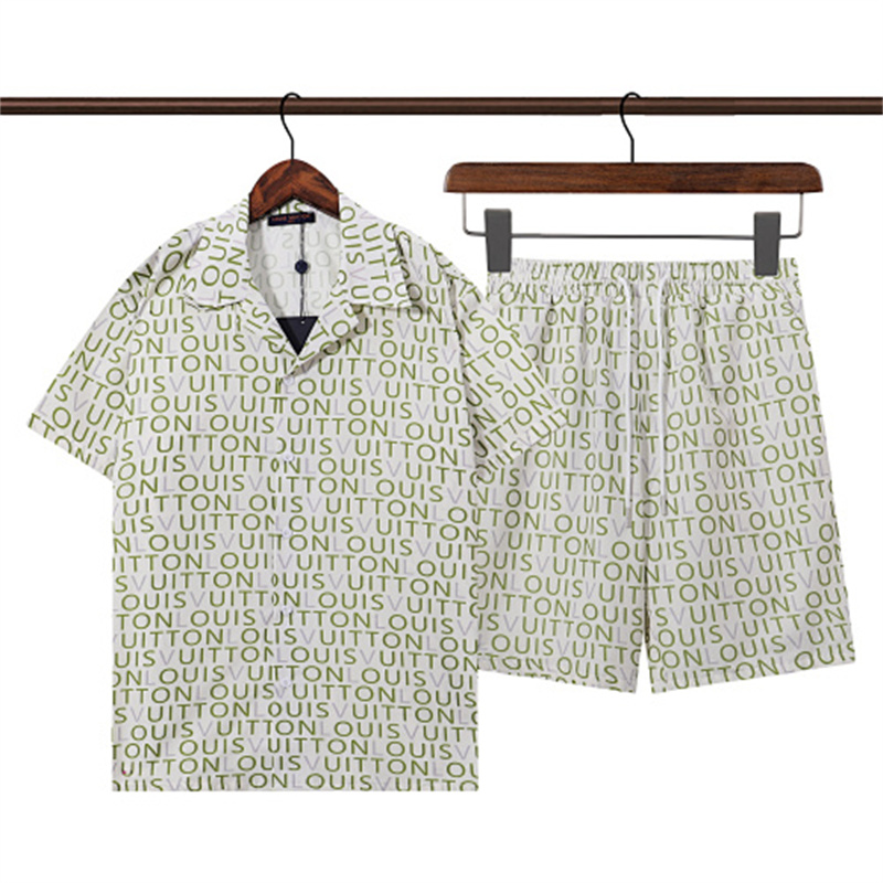 Summer Men 2PCS Beach Outfit, Floral Print Short Sleeve Shirt and Board Shorts, Vacation Casual Wear