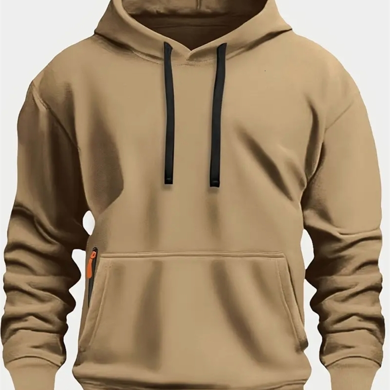 Fall/Winter Arrival Men's Fleece Hoodie High Quality Solid Color Hooded Sweatshirt Male Fashionable Street Style Sweatshirt 260920ww