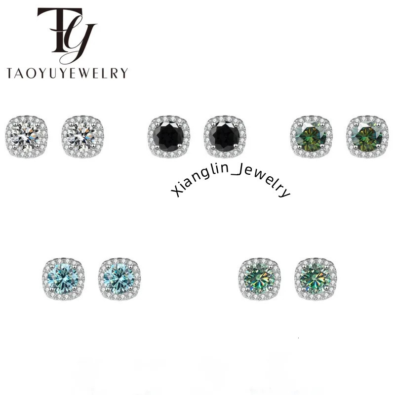 Classic 925 Sterling Silver Square Shape Sparkling Moissanite Stud Earrings For Women Delicate Bohemian Fine Jewelry Gift