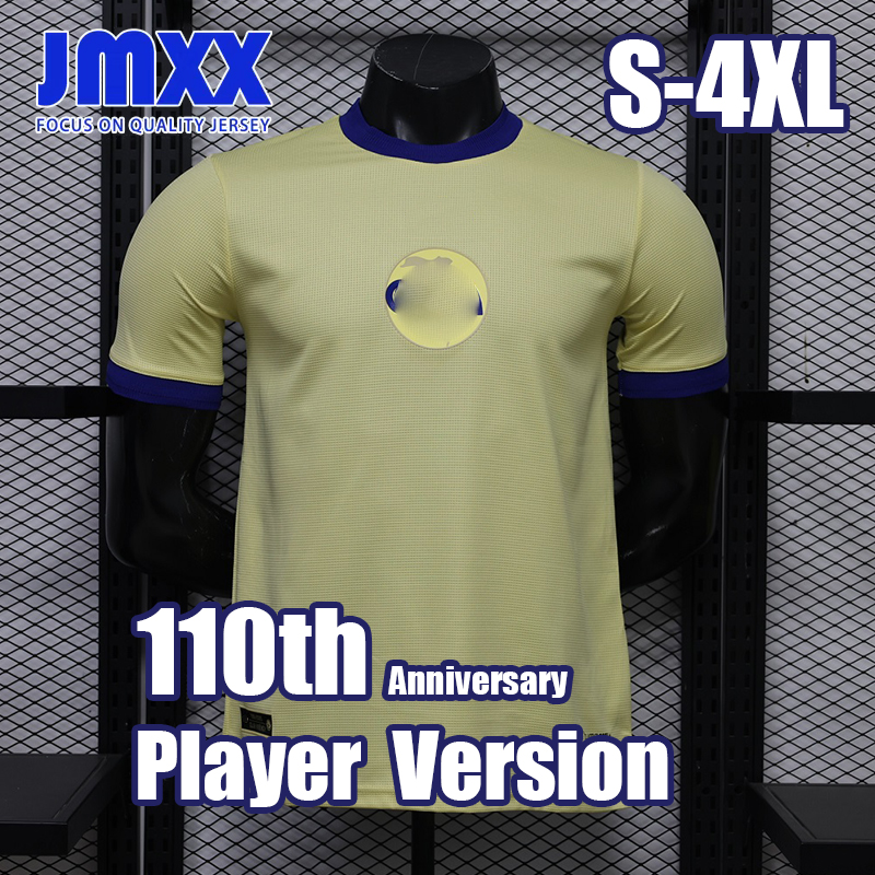 4XL 3XL XXXL JMXX 26 27 Club America 110th Anniversary Soccer Jersey Player Version 110 Yellow Pre Match Training Styles Mens Jerseys Man Football S