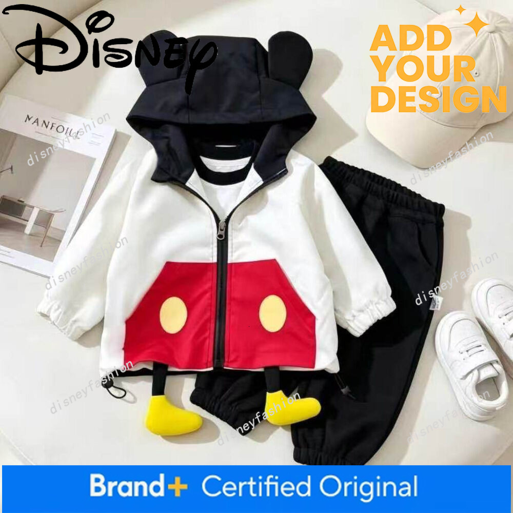 Spring and Autumn Style Cartoon Mickey Jacket, Sweatshirt, Jogger Pants, Korean Fashion Three-Piece Set, Sports Outdoor Wear, Children's Clothi