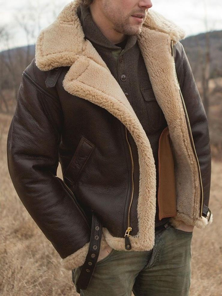 Wholesale 2026 New Men's Leather Jacket, Thickened With Integrated Faux Fur,