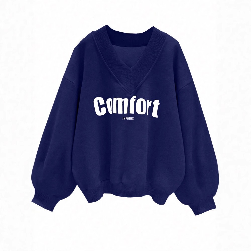 New Womens Grey V Neck Knitted Sweater Loose Fit Fashion Versatile Casual Top for Spring Autumn
