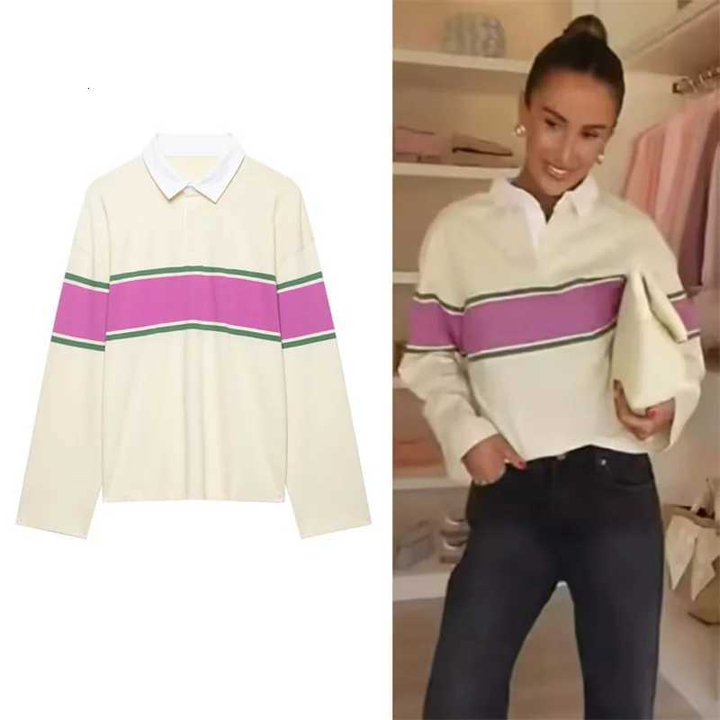 Women's Sweaters Guobioziy 2026 Fall New Women's Top Striped Long-Sleeve Collar Color-Block Pullover Knit Top Casual Simple Fashionable H2