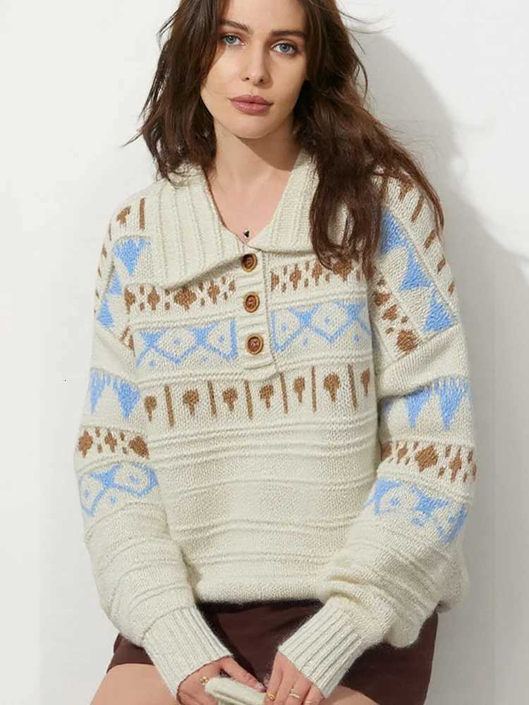 Women's Sweaters New Fashion Pullovers Knitted Sweaters Women Casual Loose Turn Down Collar Long Sleeve Women's Sweaters Winter Tops H2609