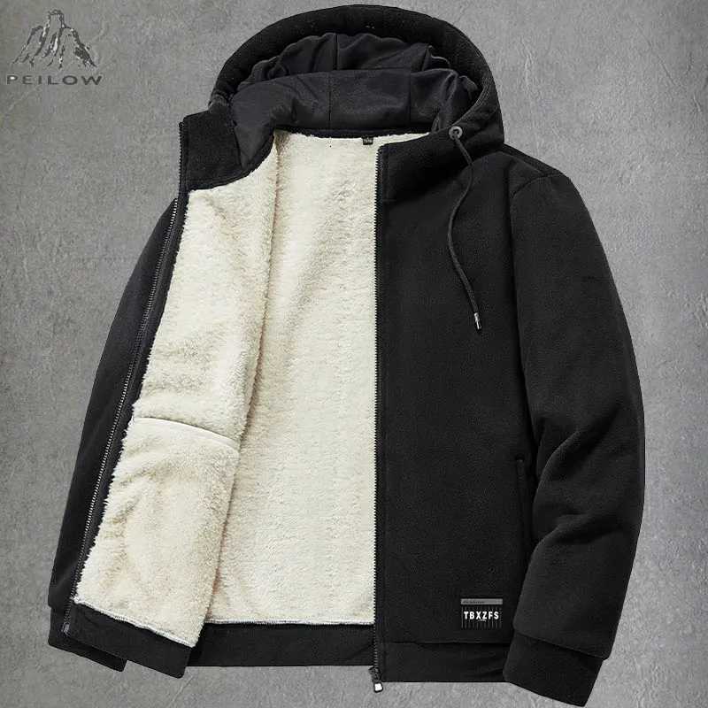 Winter Men's Down Warm Parkas Polar Fleece Jacket Men Thickened Heated Coats Outdoor Windproof Wool Liner Hoodies Sweatshirt Parkas Man Overcoa