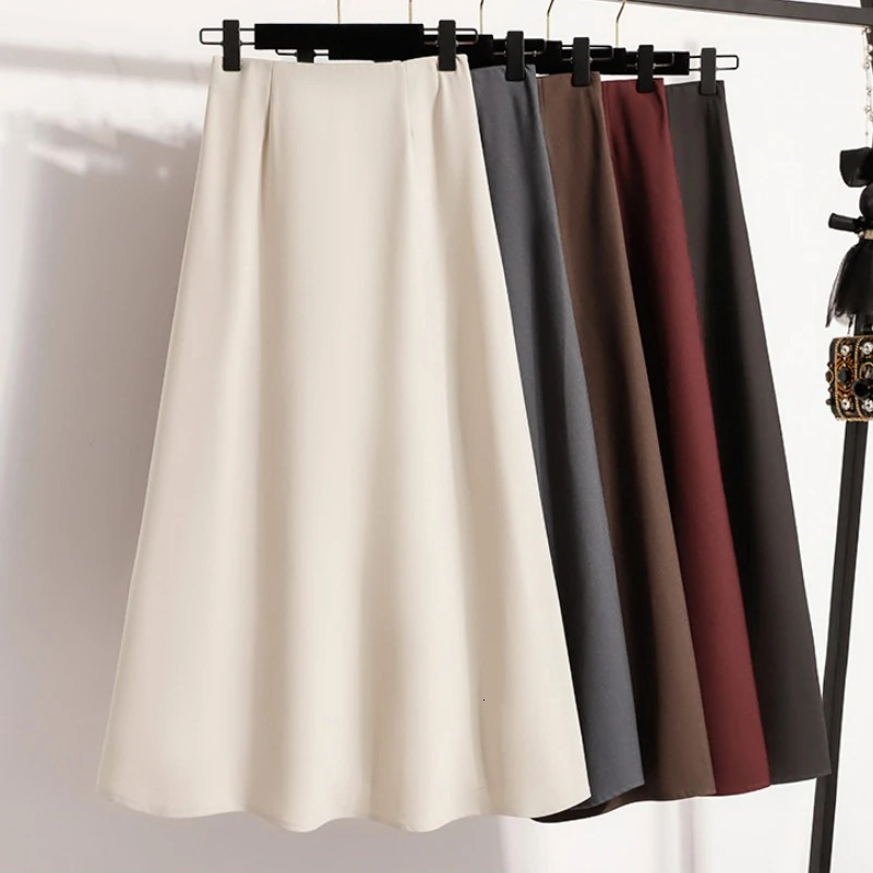 High Waist Mid Length Skirts ALine Mini Skirt Womens Slimming Black Autumn Elastic n Solid Color Versatile 260923