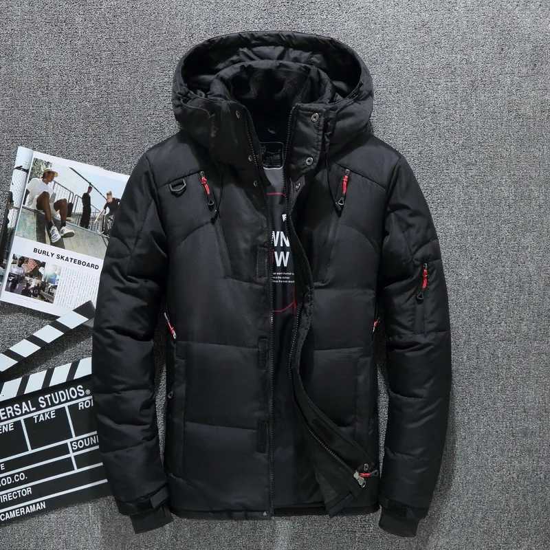 Men's Down Parkas Winter Mens White Duck Down Jacket Warm Hooded Thick Slim Fit Puffer Jacket Coat Male Casual High Quality Overcoat Thermal C2