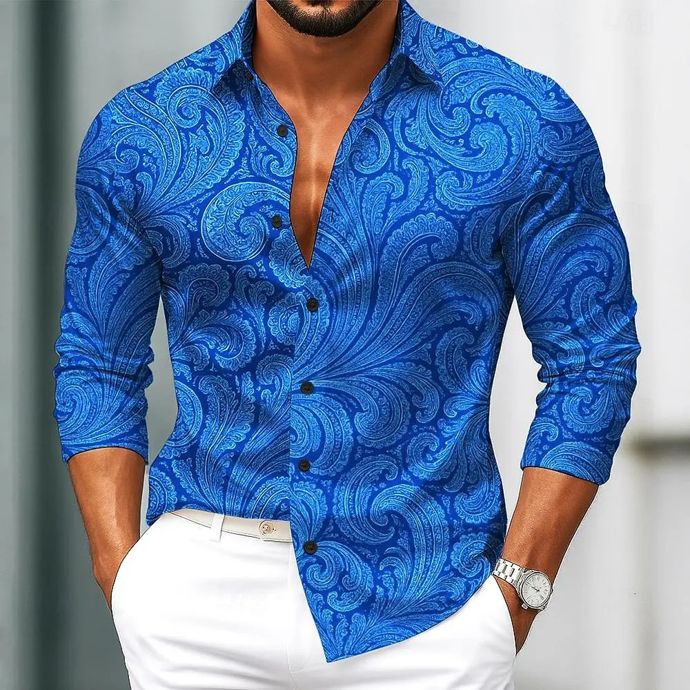 Men's Paisley Floral Print Ethnic Shirt Vintage 3D Printed Shirt Button Up Shirt Casual Long Sleeve Shirt Street Blouse for Mens 260923