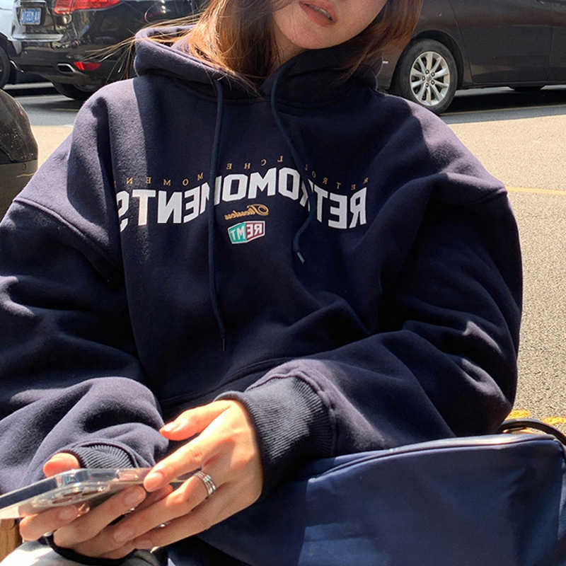 Letter Sweatshirts Women's Hoodies Hooded Sweater Women's Spring and Autumn Korean Version Loose Coat Top Women D260923