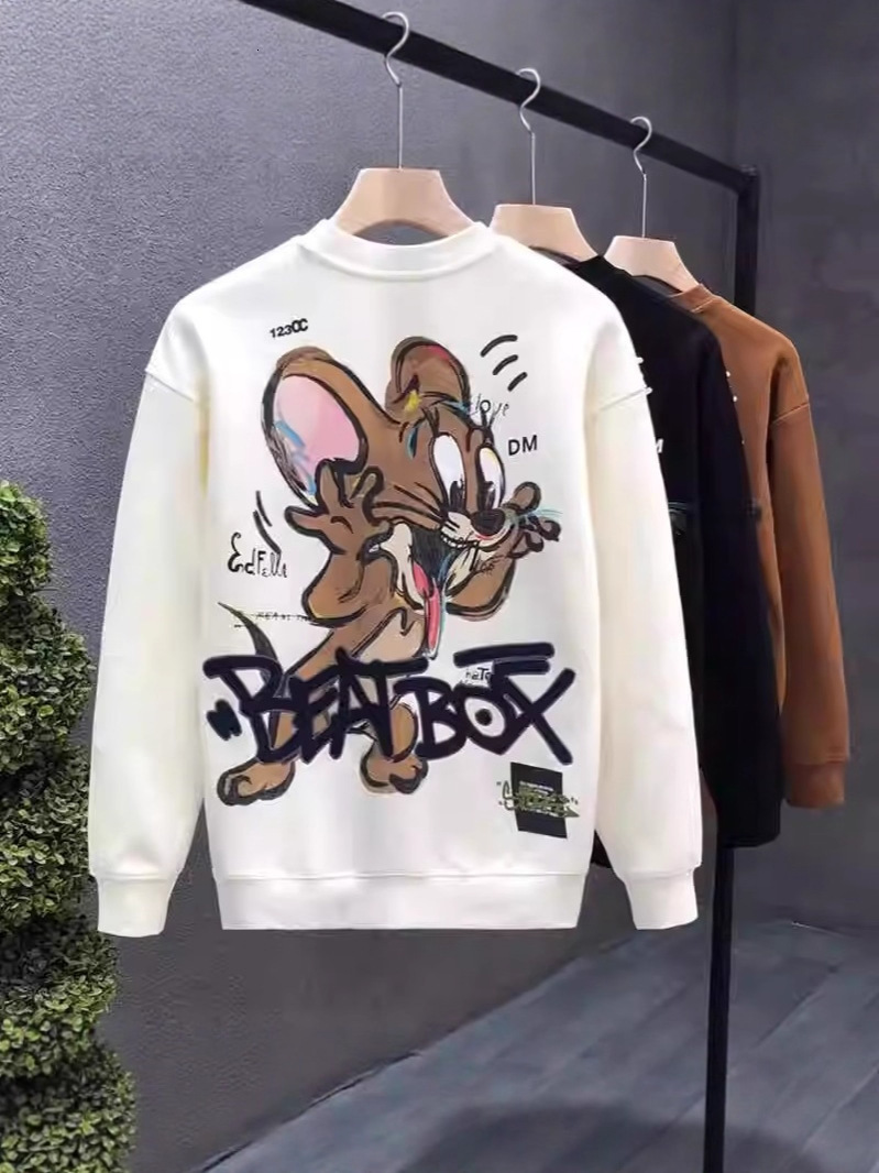 2026 New Designers' Autumn Korean Style Men's Round-neck Long-sleeved Sweatshirt - Stylish And Trendy American High Street Heavy-duty Prin