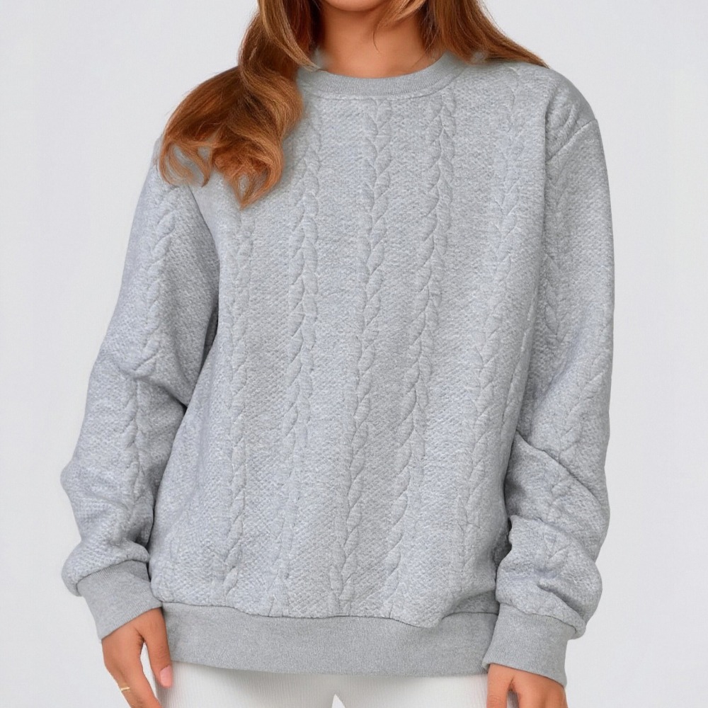 New Women's Clothing Autumn and Winter Casual Solid Color Pattern Warm Versatile Women's Long Sleeved Sweater Top