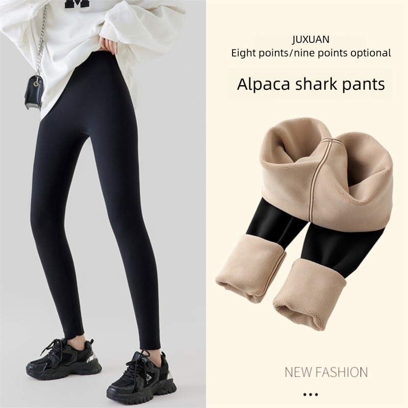 Shark Leggings Women Thick Fleece Lined Winter Pants High Waist Slim Plus Size Petite Thermal Tights Woman Clothing S to 3XL 260922