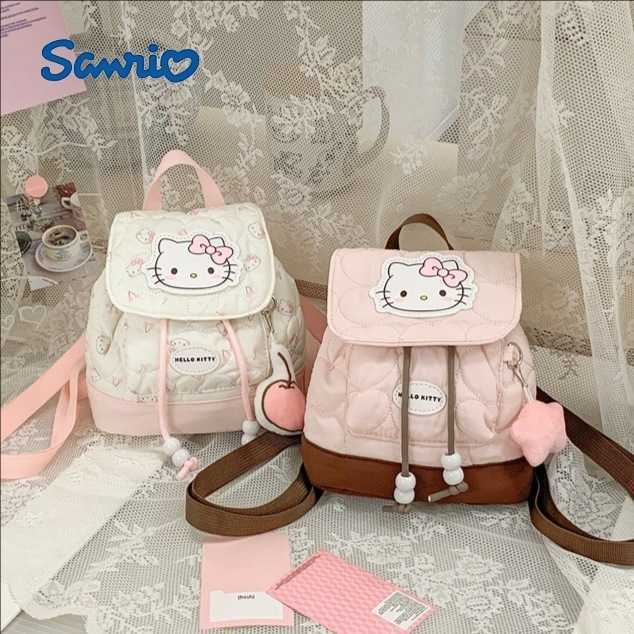Sanrio Backpacks Korean-style niche design flip-top backpack sweet and cute cat-themed children's backpack high-appearance casual portable bag