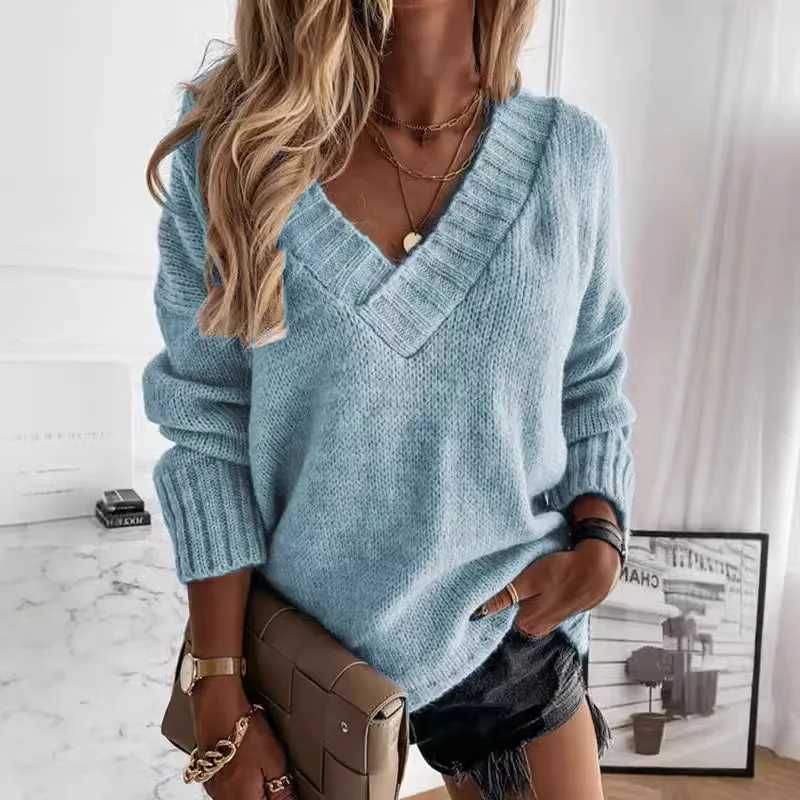 Women's Sweaters 2025 Fall Winter New Fashion Women's Sweater Loose-Fit V-Neck Casual Pullover Knit Tops Y2k Clothing H260923