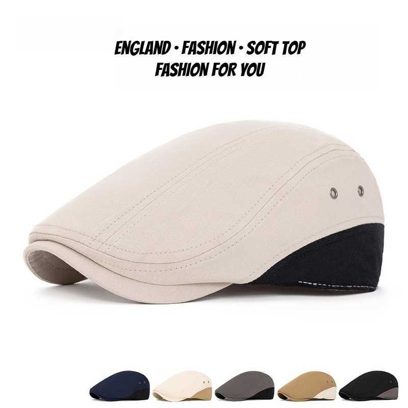 1pc Vintage Patchwork Beret Hats for Men Women outdoor Forward Cap Washed Beret Cap Spring Summer Flat Peaked Caps Painter Visor Z260922