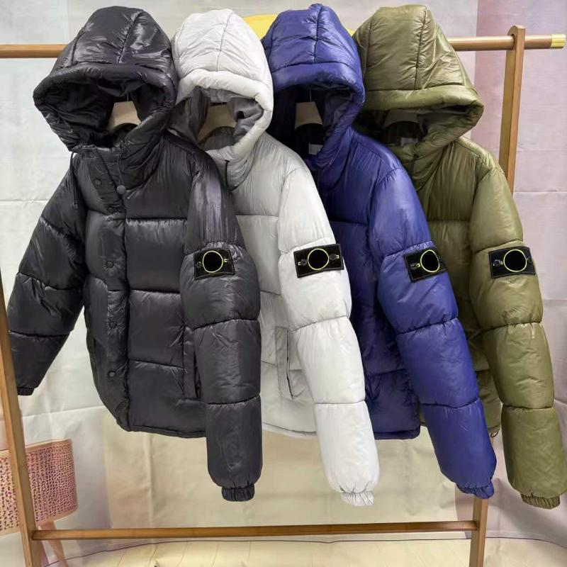 Men's Winter Hooded Padded Puffer Jacket Thick Windproof Loose Fit Solid Color Warm Coat Zipper Casual Streetwear