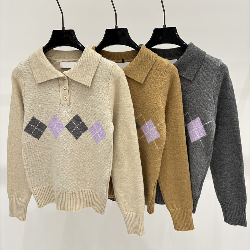 Y2k Korean Style Knit Sweater Women Chic Denim Collar Long Sleeve Pullovers Autumn Sweet Polka Dot Knit Cardigans for Women